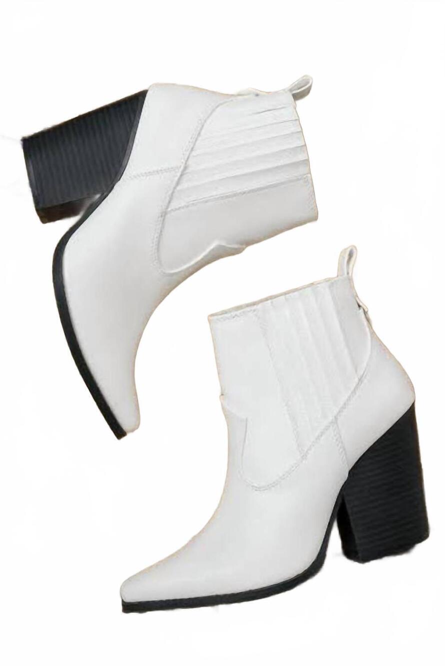 NEW QUPID women's western ankle bootie in white